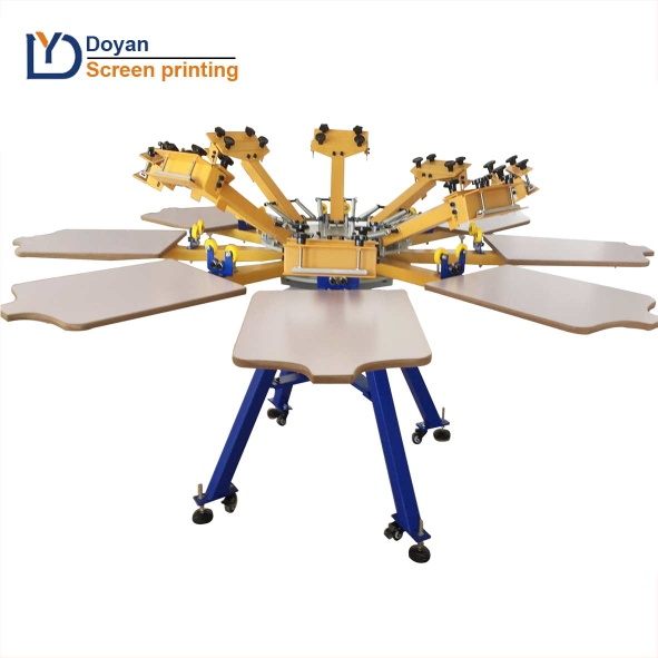 8 color 8 station rotary t-shirt printing machine