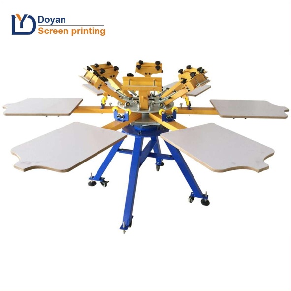 6 color 6 station Micro registration screen printing machine