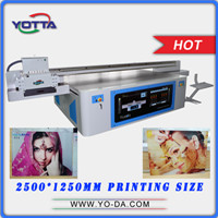 YD2512-RD UV Flatbed Inkjet Printer adopts imported original Ricoh G5 printhead, with print size of 2.5X1.25m and maximun print speed of 36㎡/h, it can print onto super huge flat materials which thickness within 100mm.