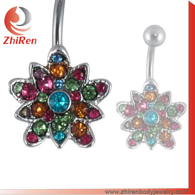 multiple gems navel button rings body jewelry