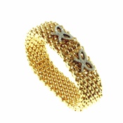 3 micron Gold Plat stainless steel wide charm bracelet